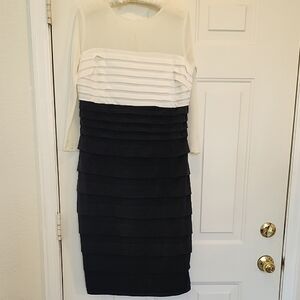 Dressbarn Black and White Layered Dress NEW wo Tags